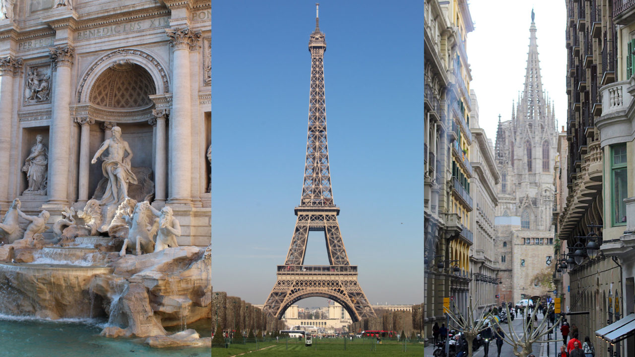 Flight Network revela The World'S 50 Most Beautiful Cities, su listado de las 50 ciudades más hermosas del mundo como Roma con su Fontana Di Trevi, París con su Torre Eiffel, y Barcelona con su Basílica de la Sagrada Família